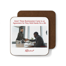 "Aww! These Businessmen Came to an Agreement So They Held Hands For a Bit" Hardboard Back Coaster