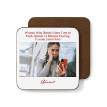 "Woman Who Doesn’t Have Time to Cook Spends 35 Minutes Crafting Custom Salad Order" Hardboard Back Coaster