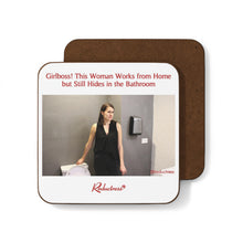 "Girlboss! This Woman Works from Home but Still Hides in the Bathroom" Hardboard Back Coaster