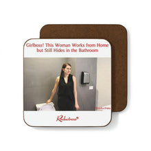 "Girlboss! This Woman Works from Home but Still Hides in the Bathroom" Hardboard Back Coaster