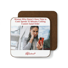 "Woman Who Doesn’t Have Time to Cook Spends 35 Minutes Crafting Custom Salad Order" Hardboard Back Coaster