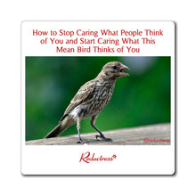 "How to Stop Caring What People Think of You and Start Caring What This Mean Bird Thinks of You" Magnet